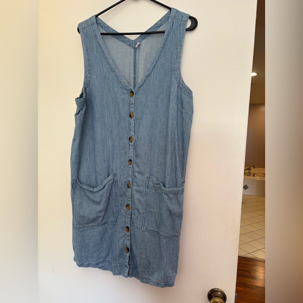 Blue Striped Sleeveless Dress